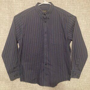 Eddie Bauer Shirt Men's Size L Blue Multi Color Plaid Relaxed Fit Button Down.